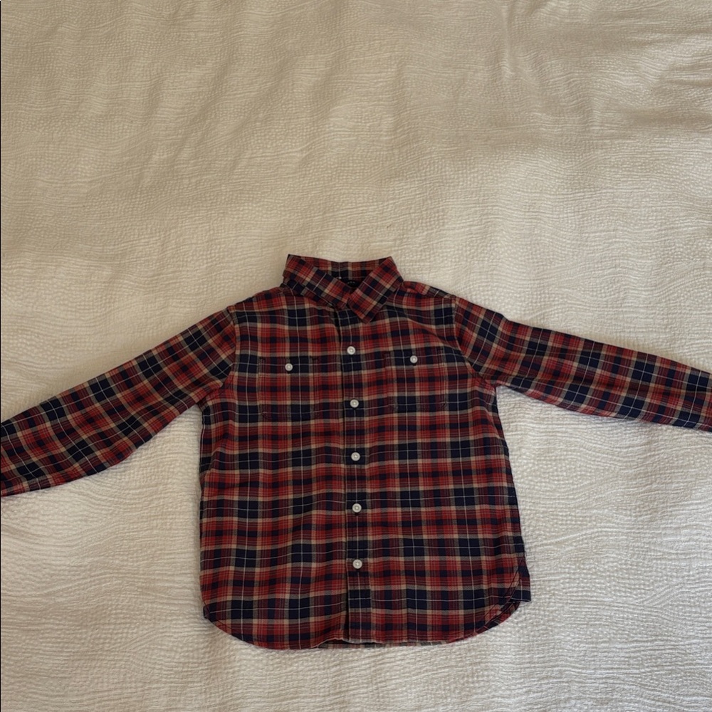 Janie and Jack Red and Blue Plaid Button Down Shirt